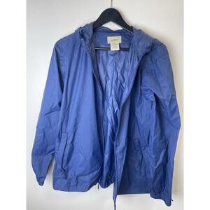 Vintage LL Bean Jacket Pullover Windbreaker Nylon Full Zip Blue Size L VQ30